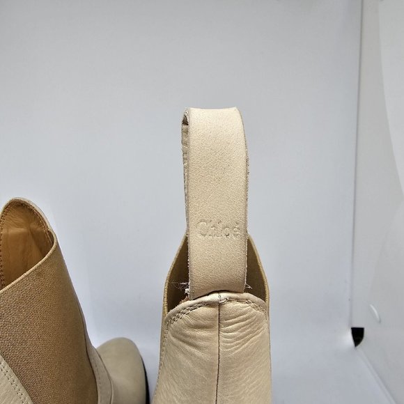 Chloe Calfskin Suede Ankle Boot Biscotti Beige Size 36 - Picture 4 of 16